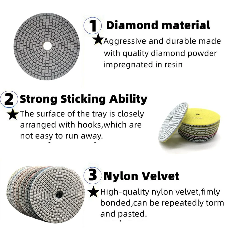 5 inch 125mm diamond polishing pad for flexible grinding of granite, marble, concrete, and stone grinding discs