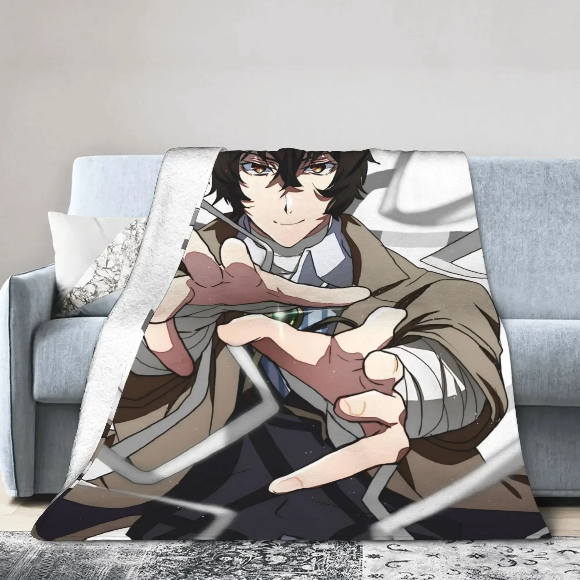 

Плюшевое фланнелевое одеяло Bungo Stray Dogs Dazai, очень теплое, для дивана, кресла, кровати, идеальный подарок для мальчиков и девочек