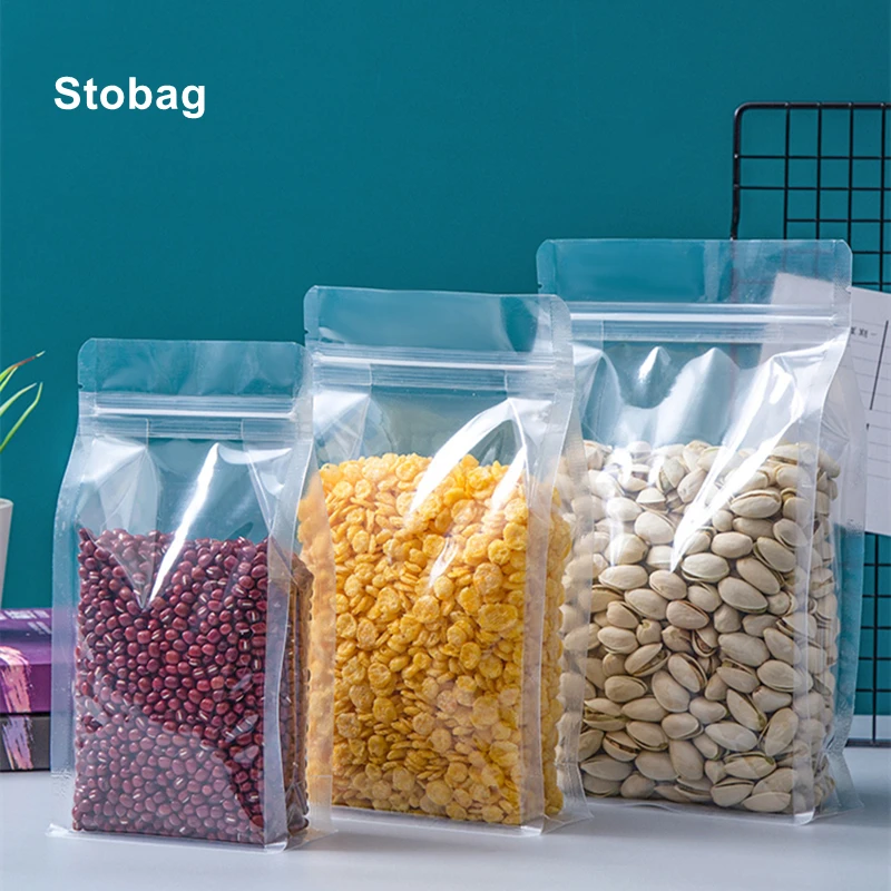 

StoBag 50pcs Food Packaging Ziplock Bag Transparent Sealed Stand Up Octagonal Plastic Candy Nuts Snack Storage Reusable Pouches