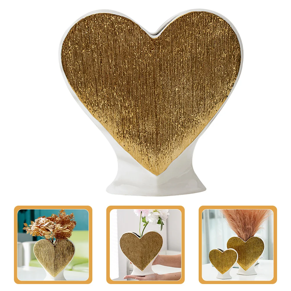 

Nordic Style Ceramic Vase Heart Shape Small Flower Arrangement Pot for Everyday Use Shelf Decor Accents Living Room Decor