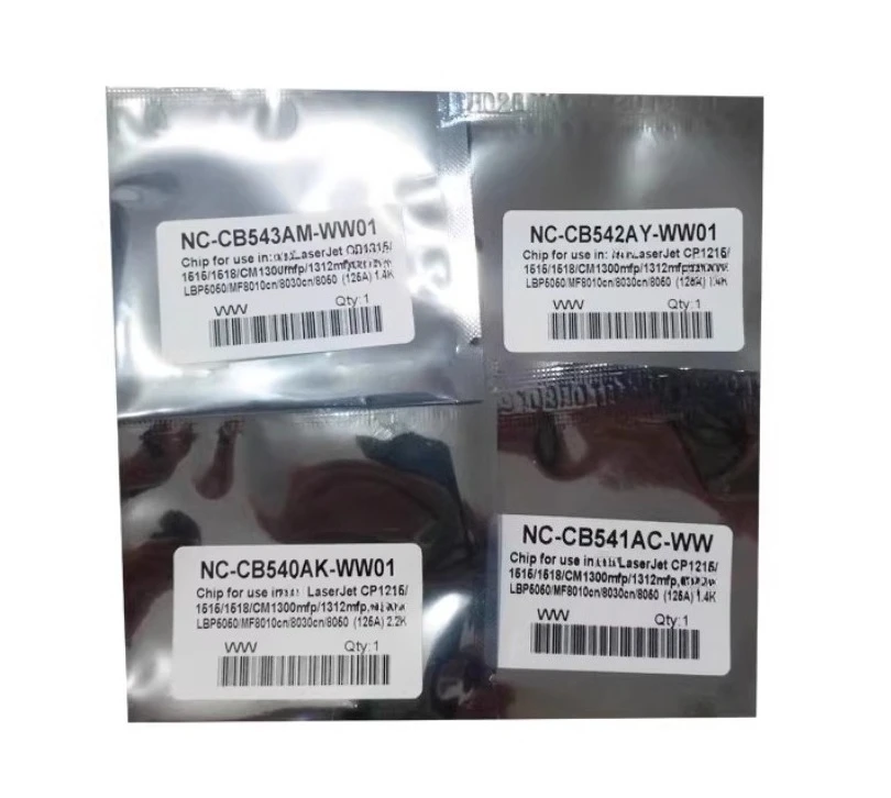 4pcs 125A CB540A CB541A CB542A CB543A Chip de cartucho de toner para HP Color laserJet 1312 CP1215 CP1217 CP1515 CP1518 1215 1515 1518