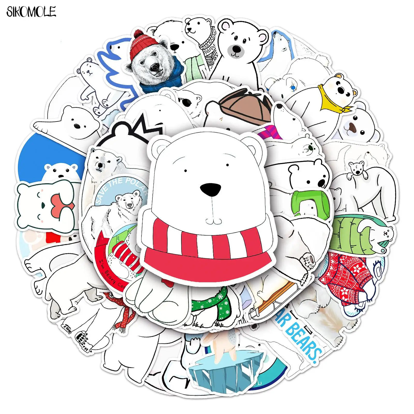 10/30/50PCS Cartoon Polar Bear Stickers Animal Aesthetic DIY Kid Toy Car Skateboard Laptop Motor Phone Decal Graffiti Sticker