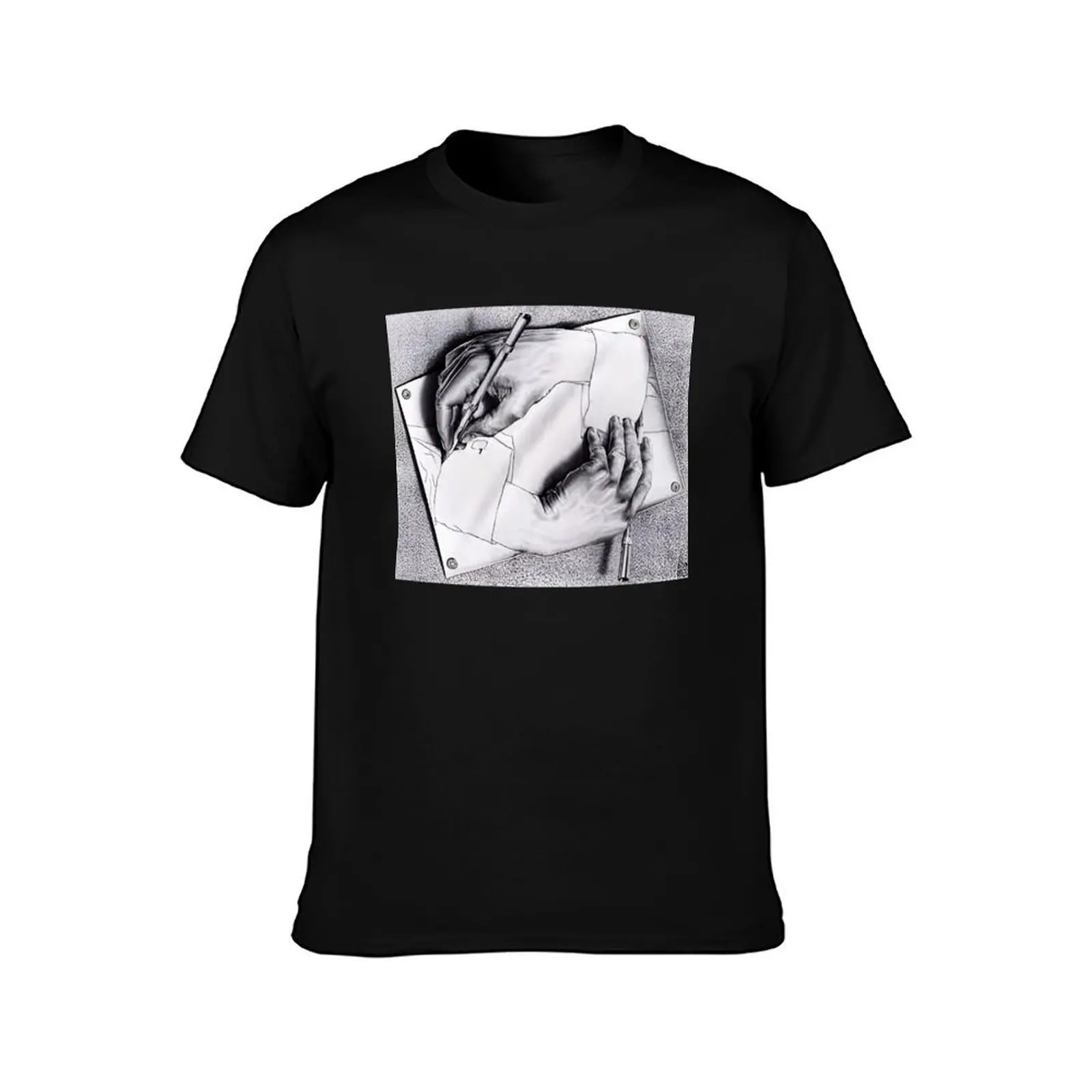 Drawing Hands by M.C. Escher T-Shirt Casual Loose Short Sleeve Tee for Men T-Shirt