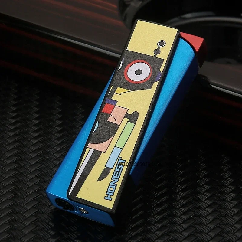 Personalized High-value Windproof Lighter Straight Flame Blue Flame Inflatable Portable Lighter Fashionable Men's Gift