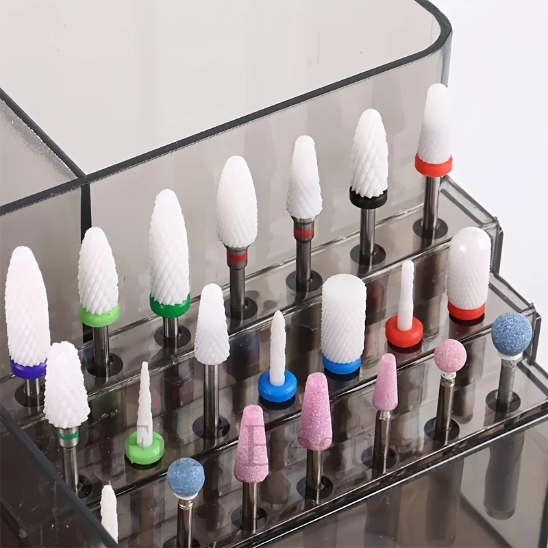 1 Stück 21-Loch Acryl-Nagelbohrer-Aufbewahrungshalter, Desktop-Organizer für Nagelbohrer & Bits (Maschine & Werkzeuge Nicht Enthalten) – Detail 7
