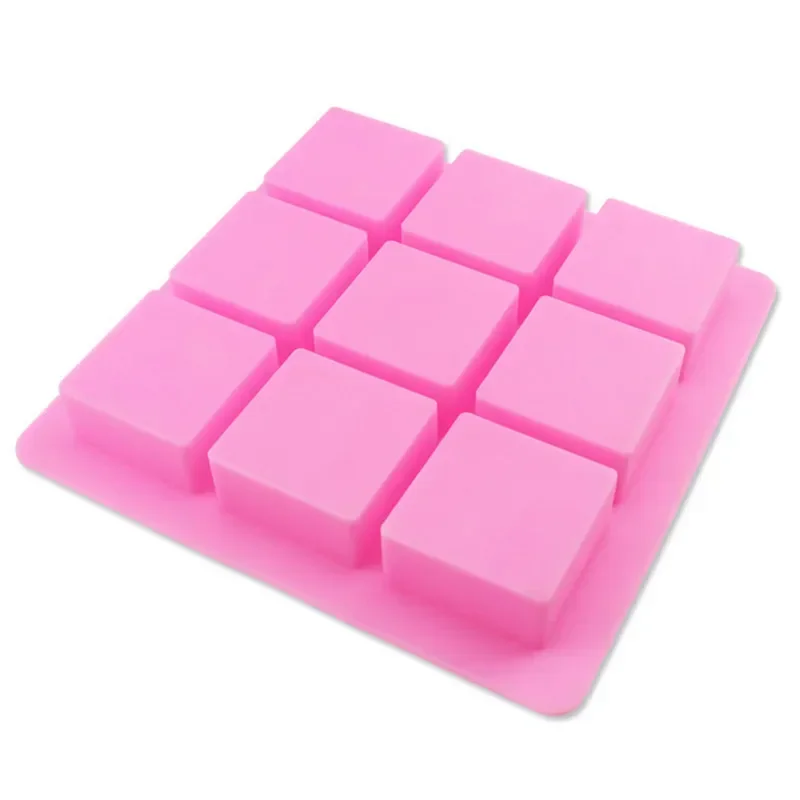 

9 Cups 6x6cm Square Silicone DIY Handmade Soap Mold Baking Cake Pudding Jelly Candy Ice Mould Bakeware Tool