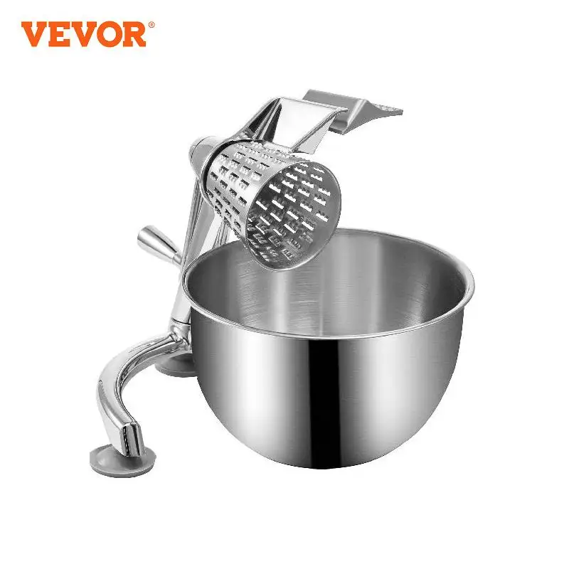 VEVOR Rotary Cheese Grater with U-Shaped Base 2.5L Bowl Round Multifunctional Mandoline Slicer Vegetable Potato Kitchen Gadgets