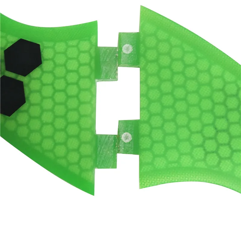 Tri Fins-aletas verdes para tabla de Surf, accesorios para surfear, varios tamaños, S/M/L