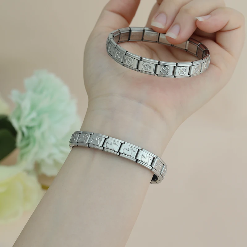 Hapiship 2024 Women\'s Wholesale Italian Elastic Star Round Eye Taiji Charms Bracelet Stainless Steel Jewelry Drop Shipping G124
