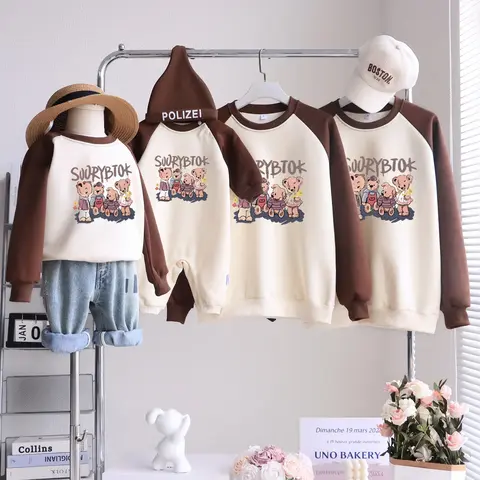 온 가족이 어울리는 곰 스웻셔츠, 재미있는 옷, 아버지 어머니 및 아들 딸 아기 상의, 유아 바디 수트