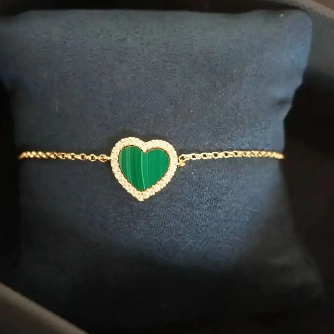 

Love design Pure Silver Bracelet, Exquisite and Luxurious Zircon Peacock Stone Inlay, Valentine's Day Holiday Gift