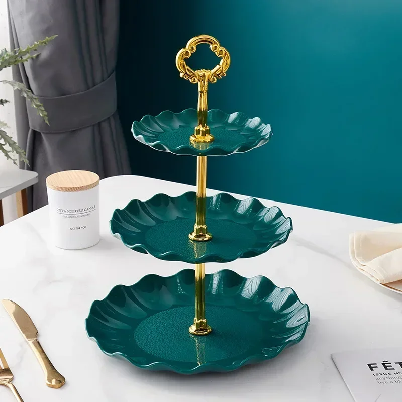 European Three Layer Cake Sweet Candy Machine Frame Wedding Party Compote Show Household Adornment Tray Table for Wedding Party