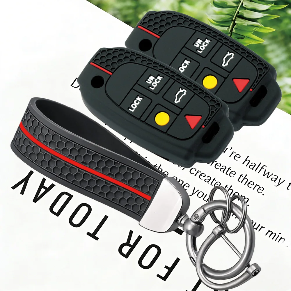 Honeycomb Silicone Flip Remote Fob Cover With Keychain for VOLVO S60 S80 V70 XC90 Anti‑Scratch Car Key Protector Shell