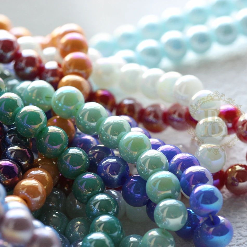 One Strand (50 Pieces Approx) Crystal Glass Smooth Round Beads - 8mm (G475)