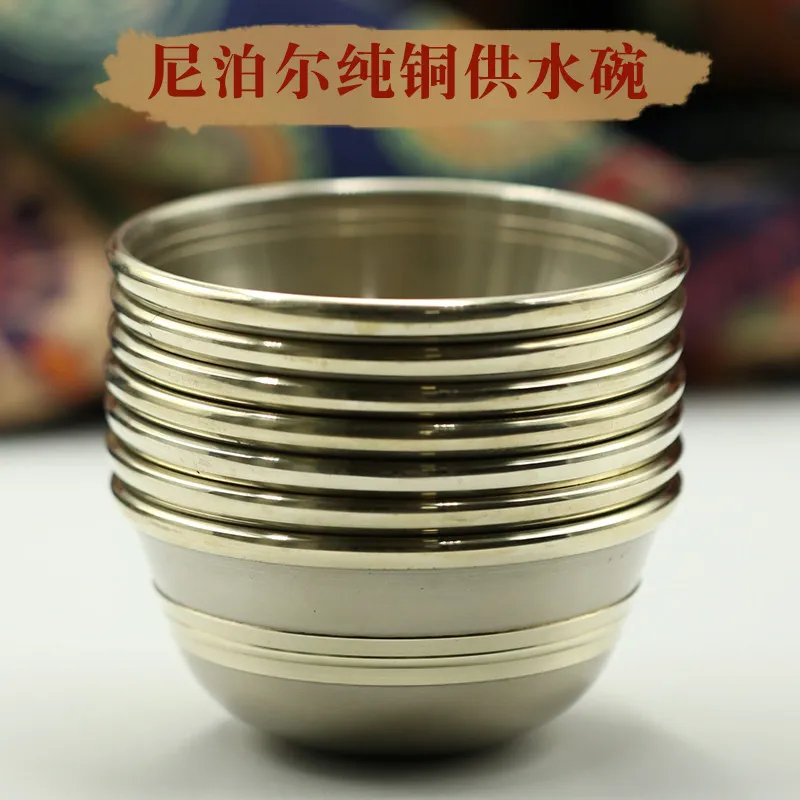 Nepal Handmade Water Offering Bowl Set of 7 Buddhist Ritual Cups