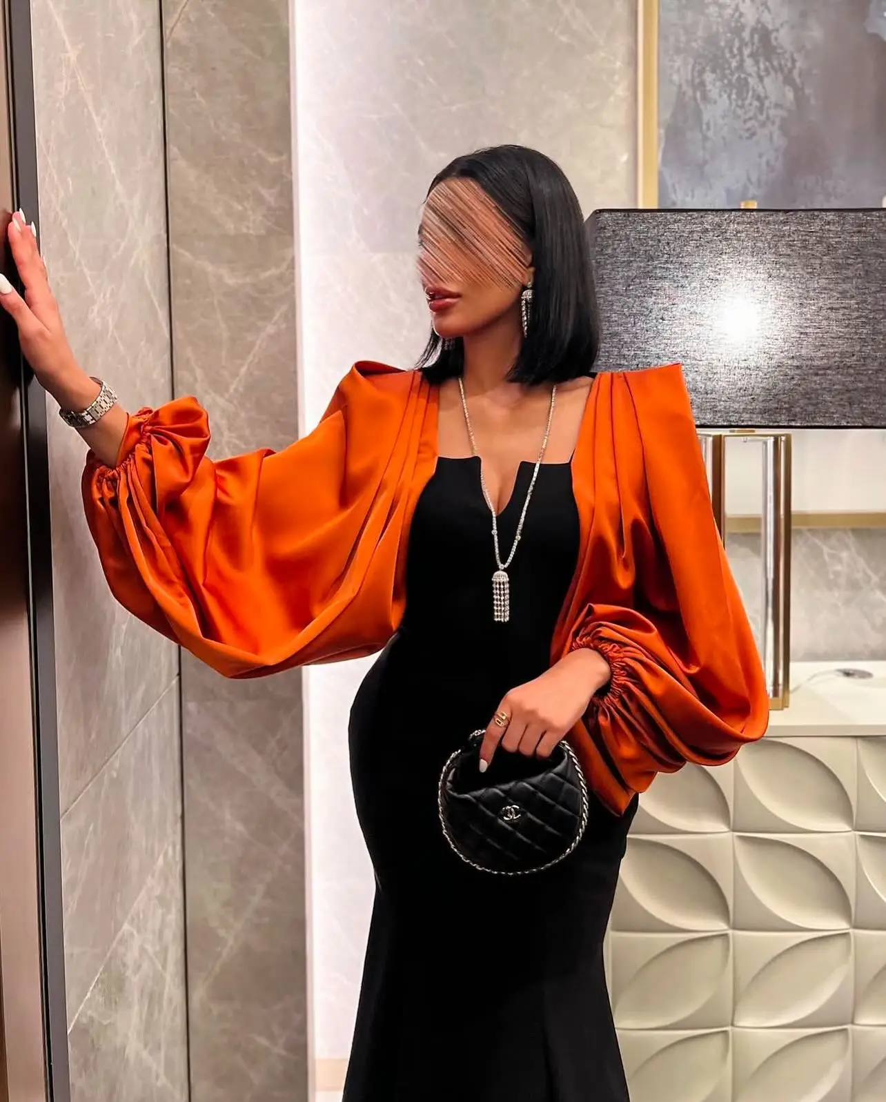 تخصيص مزاجه جيرسي حورية البحر فساتين السهرة حساسة طويلة الأكمام ساحة الرقبة فساتين المشاهير حجم مخصص Pr #3