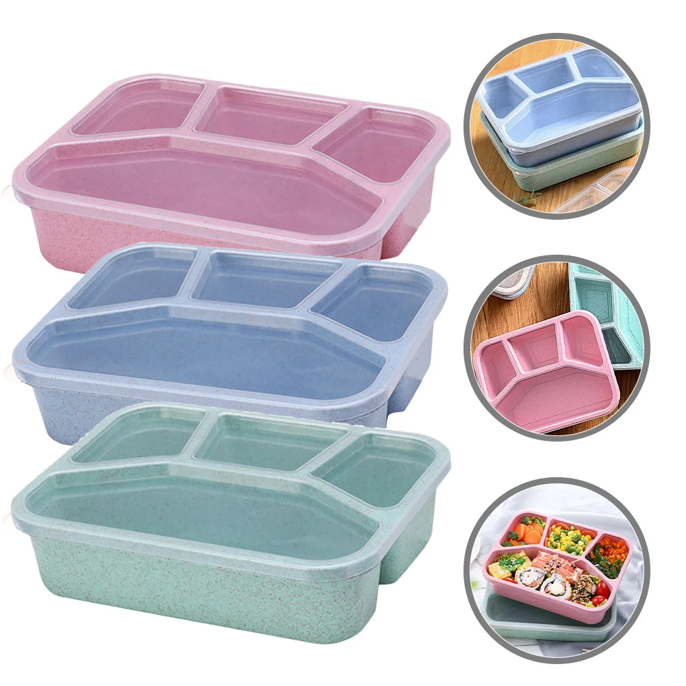 

3Pcs Bento Box Reusable Lunch Container Microwave Safe Food Storage Organizer Portable Meal Case Bento Lunch Box