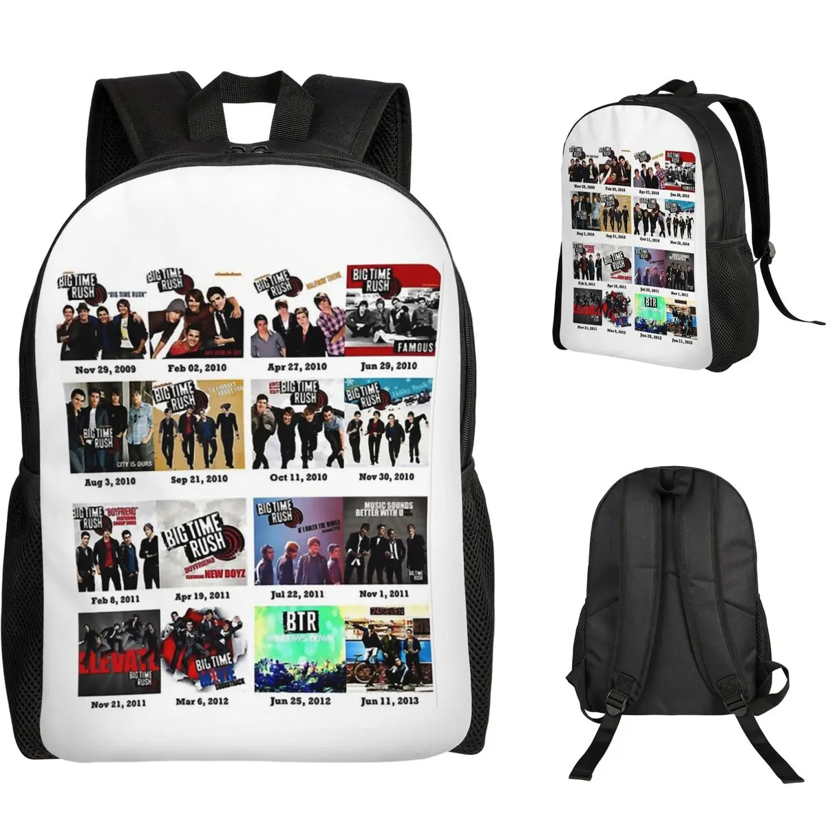 Big Time Rush Band Famous Pictures Logo Student Backpack School Bag Hiking Travel Daypack for Men Women Bookbag Shoulder Bags