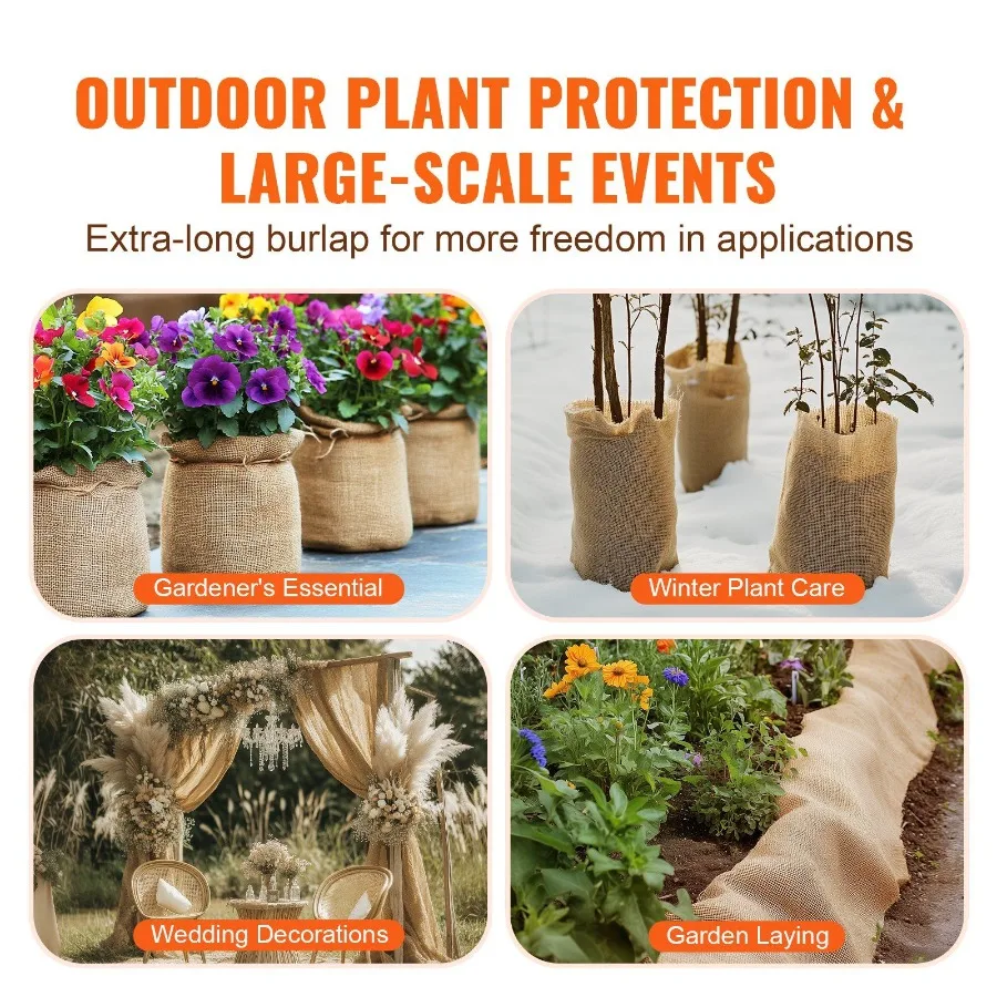 Rouleau de tissu en toile de jute, enveloppe d'arbre en toile de jute 36 po x 150 pieds pour plantes artisanales