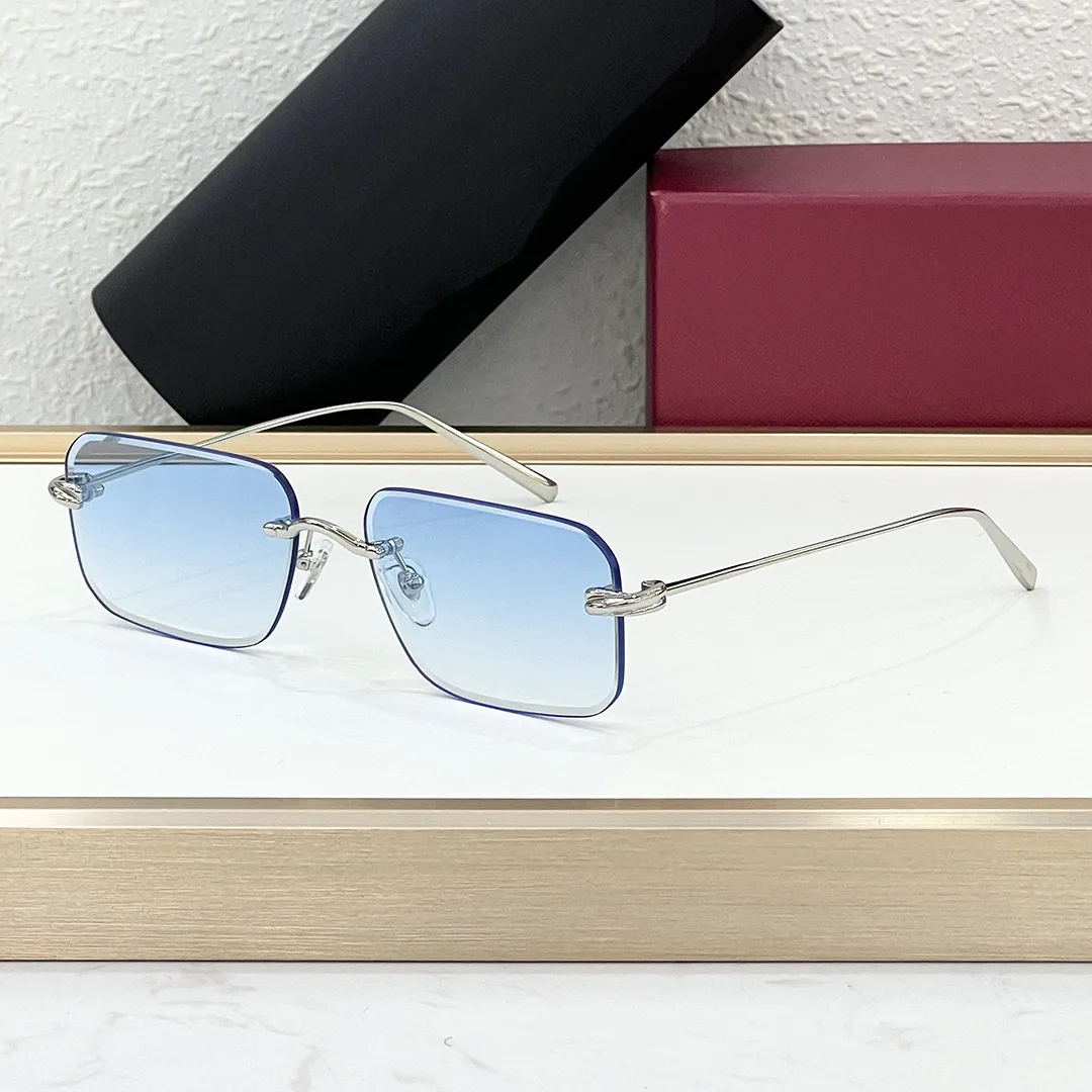 

Rimless Square Sunglasses Women UV400 Protection Luxury Designer Metal Frame Fashion Streetwear Y2K Eyewear