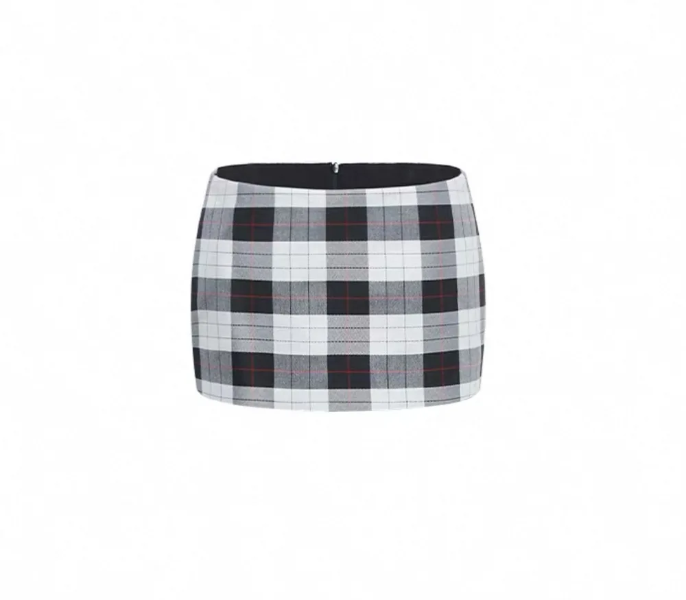 High Street Pantalones de falda de brazo con mini bolso versátil con cremallera lateral para mujer con pantalones cortos con estampado a cuadros en blanco y negro