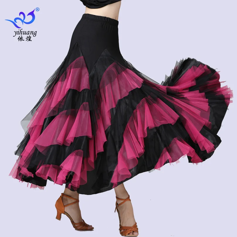 Disfraz de baile para mujer, Falda de baile de salón, Flamenco, Vals, clásico, Swing grande, falda larga española, 1 lote