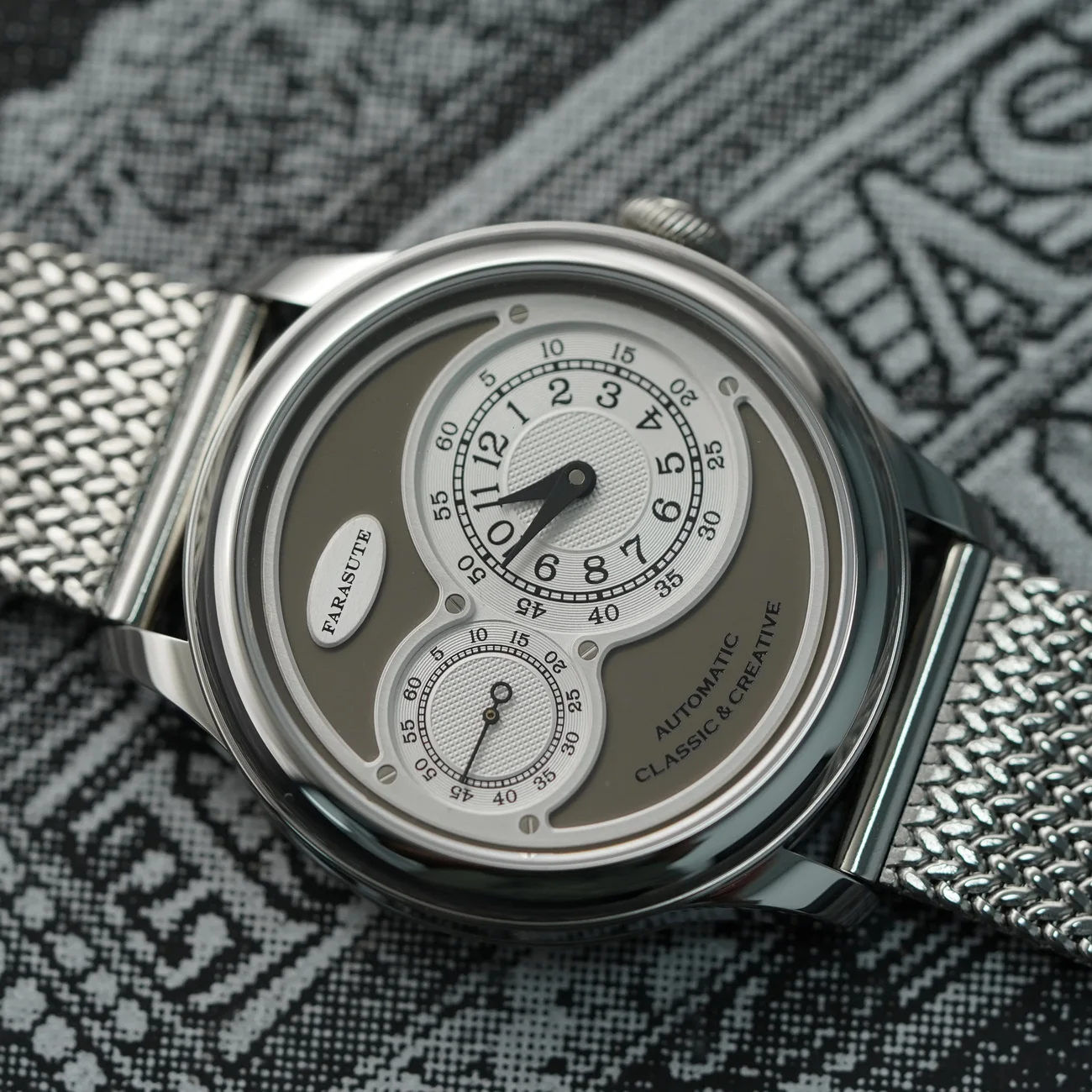 FARASUTE ساعة أوتوماتيكية للرجال 40 ملم ساعة يد ميكانيكية مينا ياقوت مينا صغيرة قرص ثاني