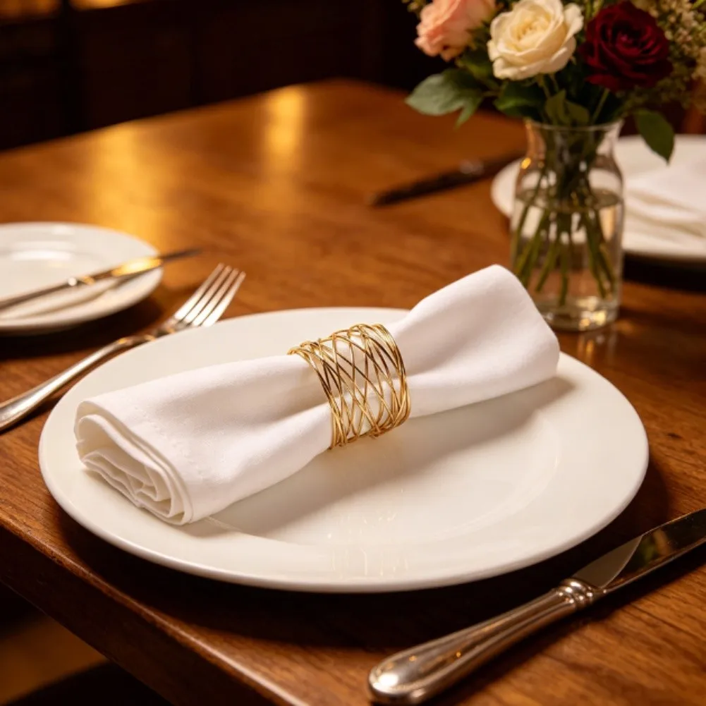 Iron Napkin Holders Gold Plated Finish Set 6 pcs or 24 pcs for Formal Dining Event Table Decoration Accessories