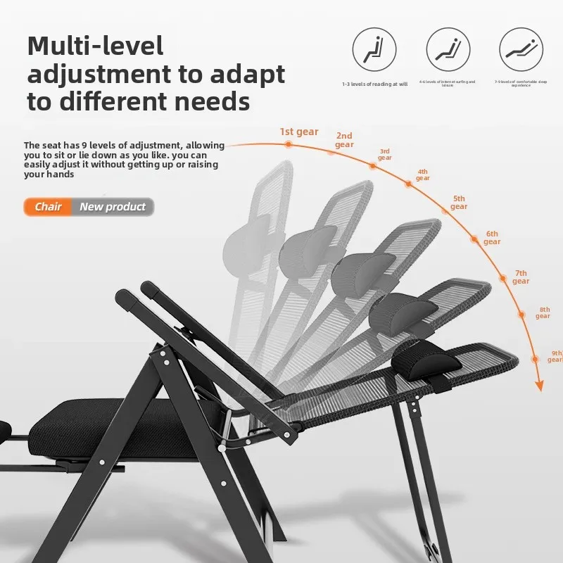 كرسي كمبيوتر قابل للطي لاستراحة الغداء في المكتب، كرسي قيلولة مزدوج الأغراض، كرسي خلفي للمقعد #3