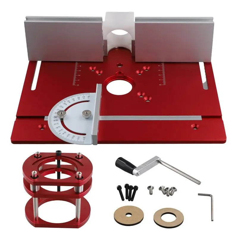 A04G-Woodworking Router Lift Kit Router Table Insert Plate Aluminum For 65Mm Diameter Motors W/ Miter Gauge Guide And Bracket