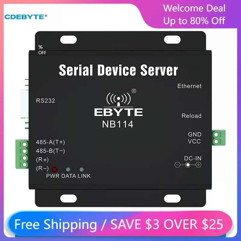 UART RS485/RS232/RS422 naar Ehernet-modem NB114 DNS MQTT TCP UDP ModBus Gateway Lange afstand Vaste draadloze seriële apparaatserver