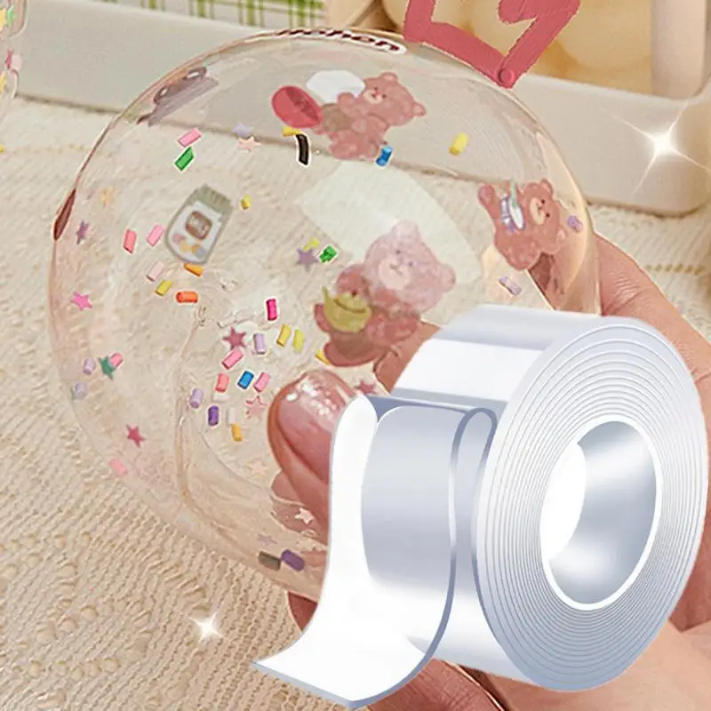 Blow Bubbles Nano Tape com palhas e grânulos para DIY Craft Crianças Pinch Toy Making Blowing Bubble Sticky Nano Tape Traceless