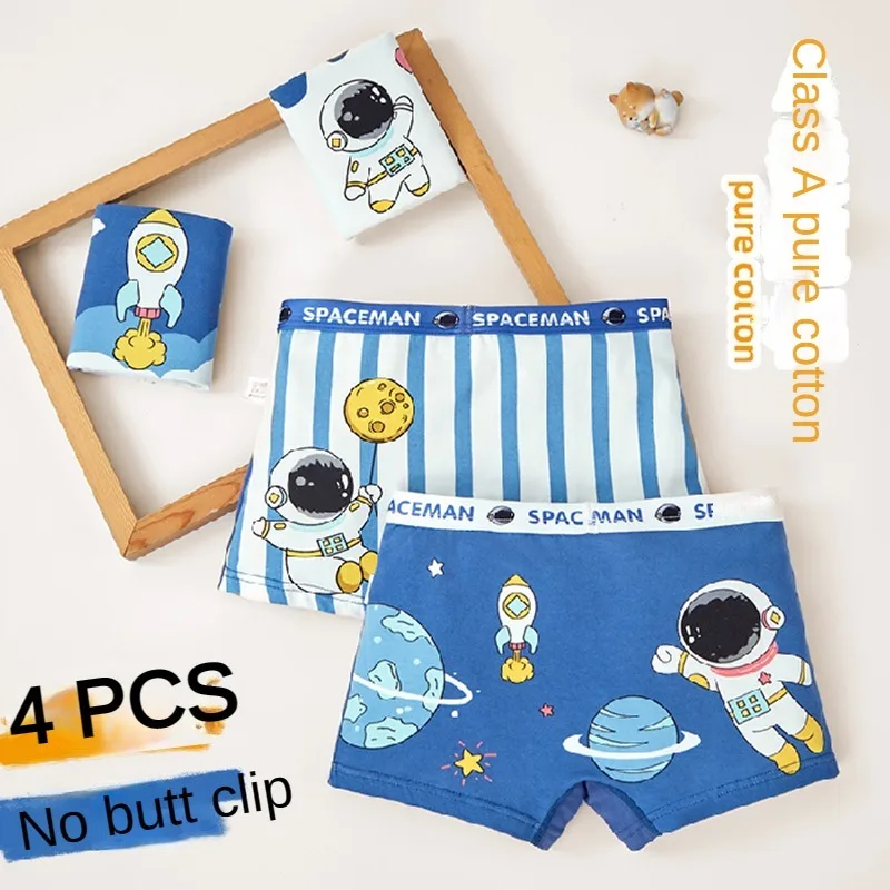 4PCS Briefs for Boys Boxers Cute Boy Underwear Cartoon Shorts Pure Cotton Children's Panties Underpants Boxer Boys' Underwears