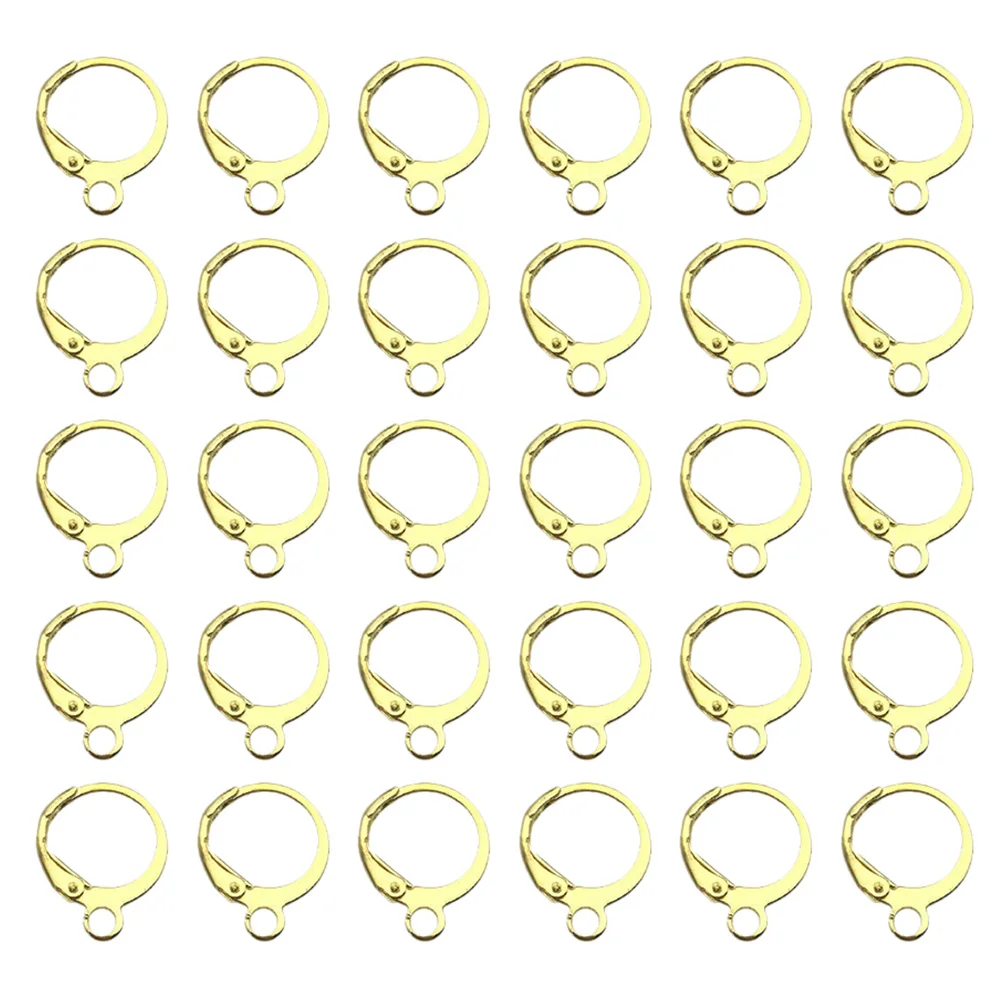 

100pcs Round Copper Ear Buckles Durable Practical DIY Earring Making Supplies Hooks Hoop Golden Plating Alloy Gifts