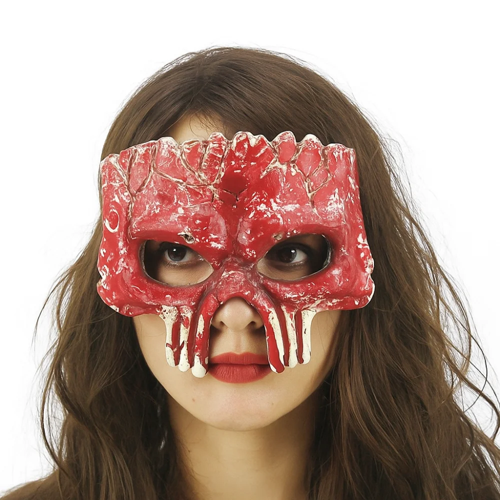 Lustige halbe Gesicht Halloween Maske PU schäumende Party Requisiten Halloween Schädel Maske Cosplay liefert Skelett Maske Männer