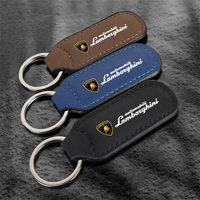 PU Leather Car Emblems Keychain Keyring Anti-Loss Key Chain Ring For Lamborghini Urus Huracan Aventador Premium Accessories