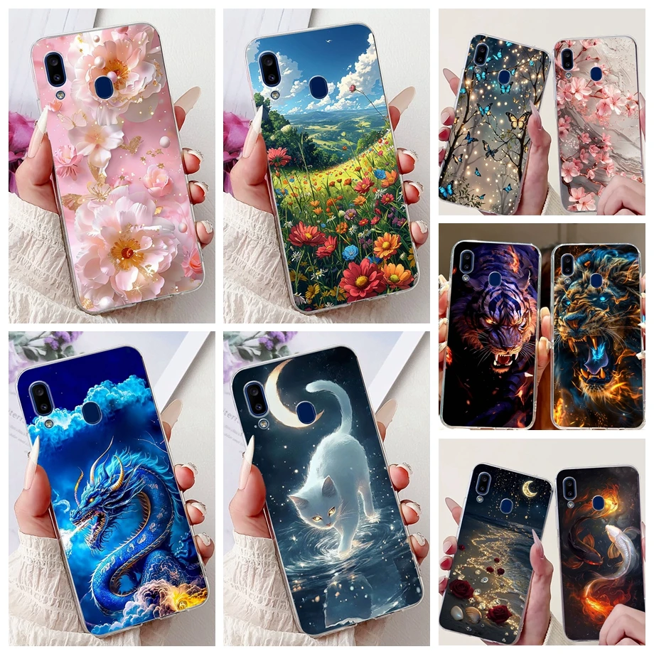 

For Samsung Galaxy A20 A30 Samsung A20s A20e Phone Case Soft Clear Silicone Funda Bowknot Luxury Flower Cartoon Animals Bumper