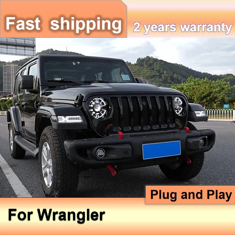 

Car Accessories for Jeep Wrangler Head Lights 2018-2021 Wrangler Headlights DRL Turn Signal Low High Beam Projector Lens