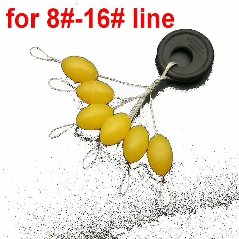 50 Sets Total 300 pieces Teflon Space Bean 6 Pieces per Set Suitable for Line 8# - 16# Yellow or Black 9.5mm Long Diameter 5.9mm