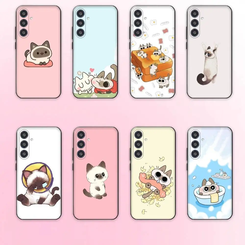 

S-Siamese Cats Cute phone Case For Samsung Galaxy A73,A72,A71,A70,A53,A52,A51,Others Soft Black Shell