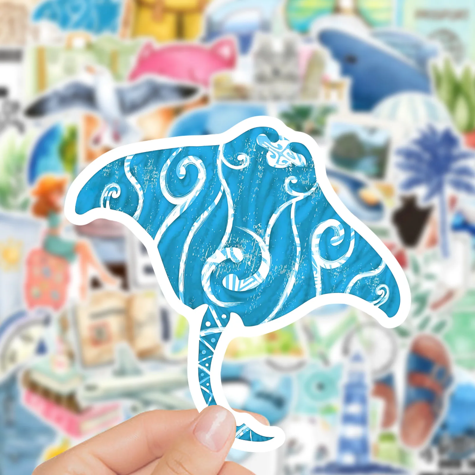 

50PCS Watercolor Outdoor Travel Graffiti Stickers Cartoon Personality Creative Decoration Refrigerator Guitar Wardrobe Decal Toy