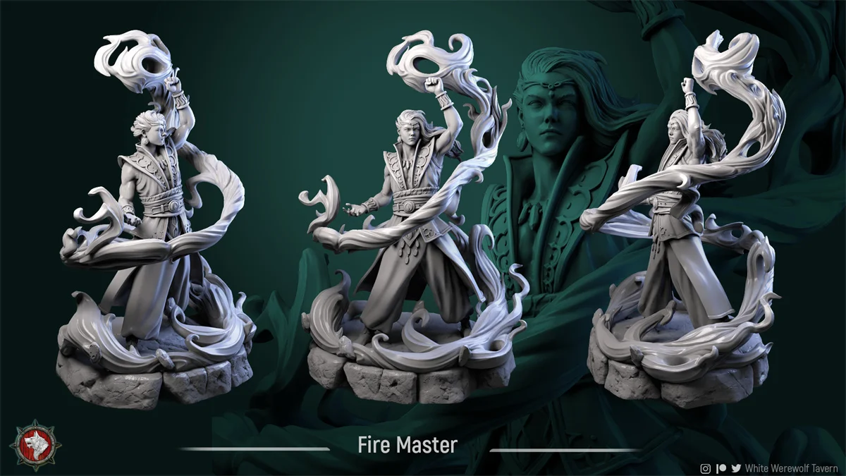 Medieval Elemental Mage Elemental Monster Dragon and Dungeon DND Running Team Chess Model