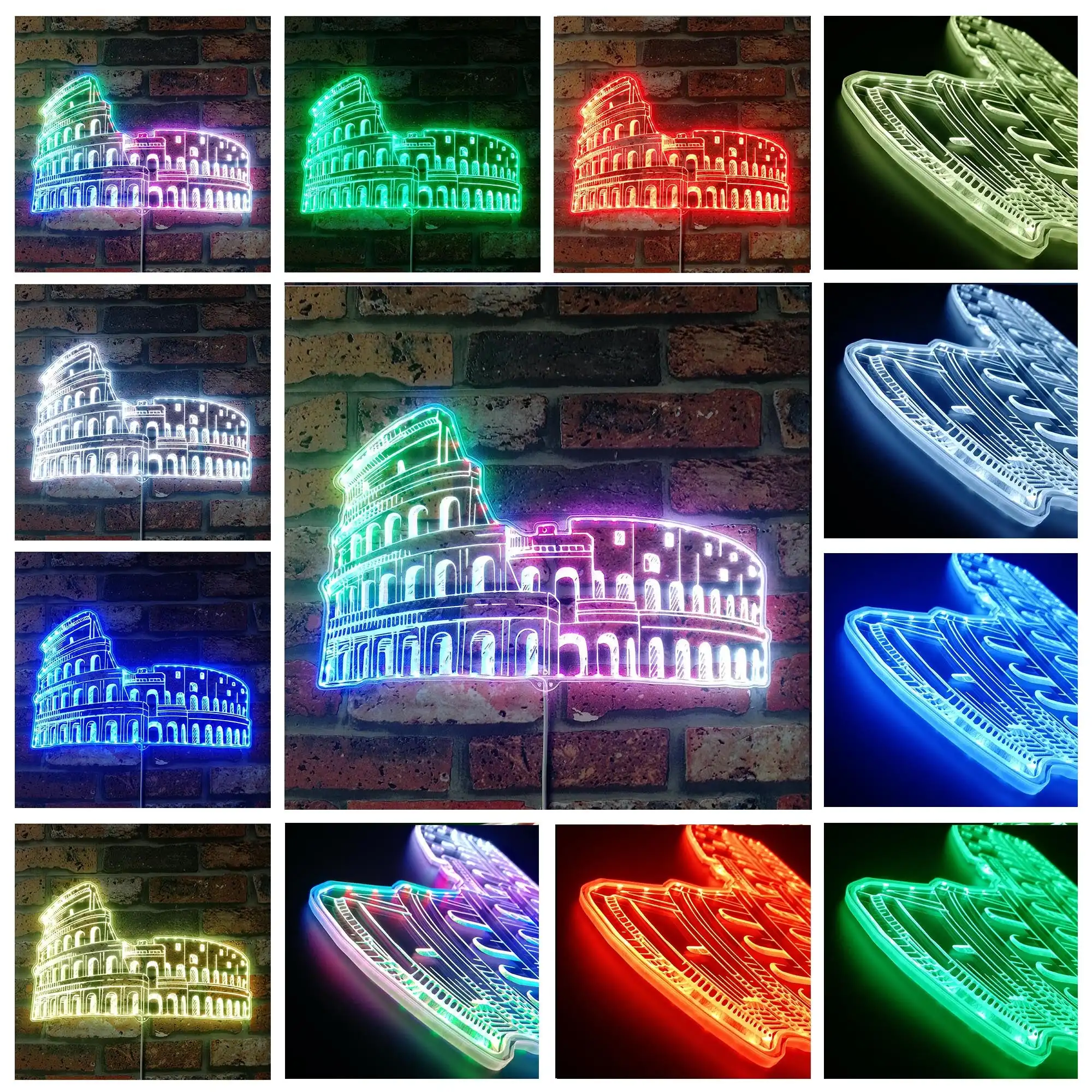 Colosseum in Rome Italy Landmark Glam Led Neon Sign st06-fnd-i0261-c