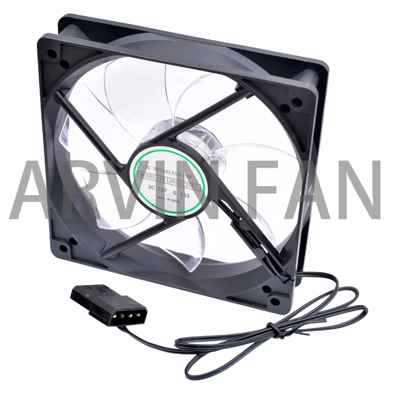 Ventilador de refrigeração ultra silencioso para cpu, luz led, luz branca, 12cm, 12025, 120x120x25mm, 12v, 0.13a, 12v