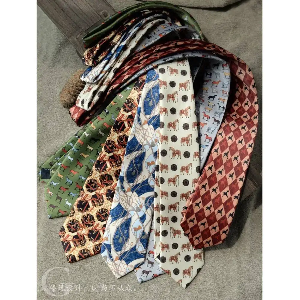 

Handmade Fashion Printed Tie Pattern Shirt Suit Accessories High-end Unique Animal French Trend