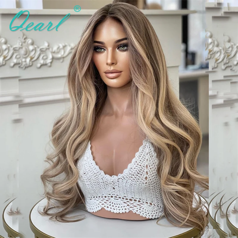 Lace Front Human Hair Wig Sale for Women 180% Thick Honey Ash Blonde Highlights 13x6 Lace Frontal Wigs Glueless 28