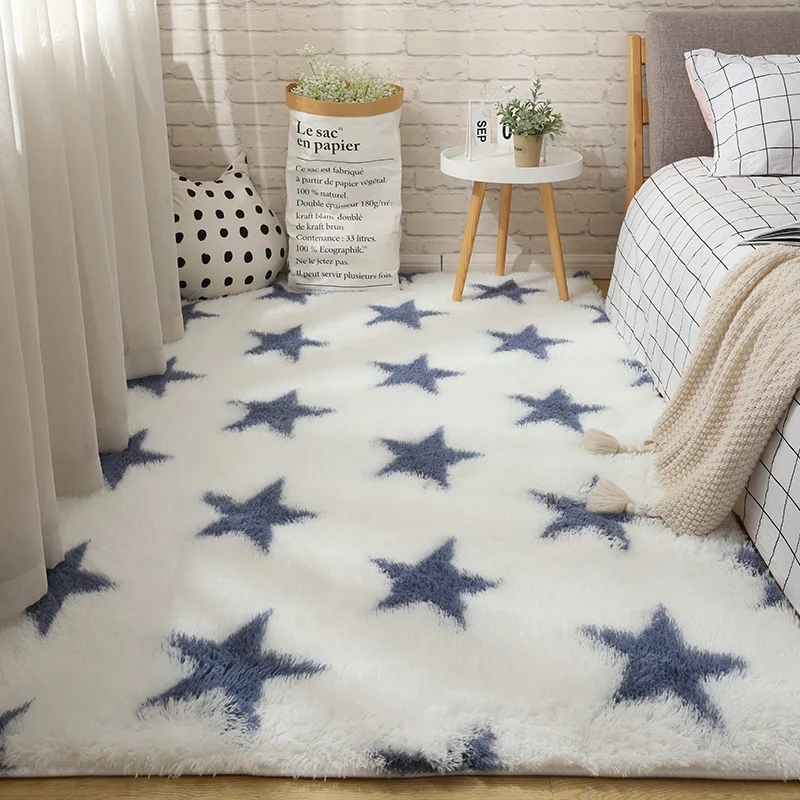 Fluffy Tie Dye Carpets For Bedroom Decor Modern Home Floor Mat Large Washable Nordica in the Living Room Soft White Shaggy Rug