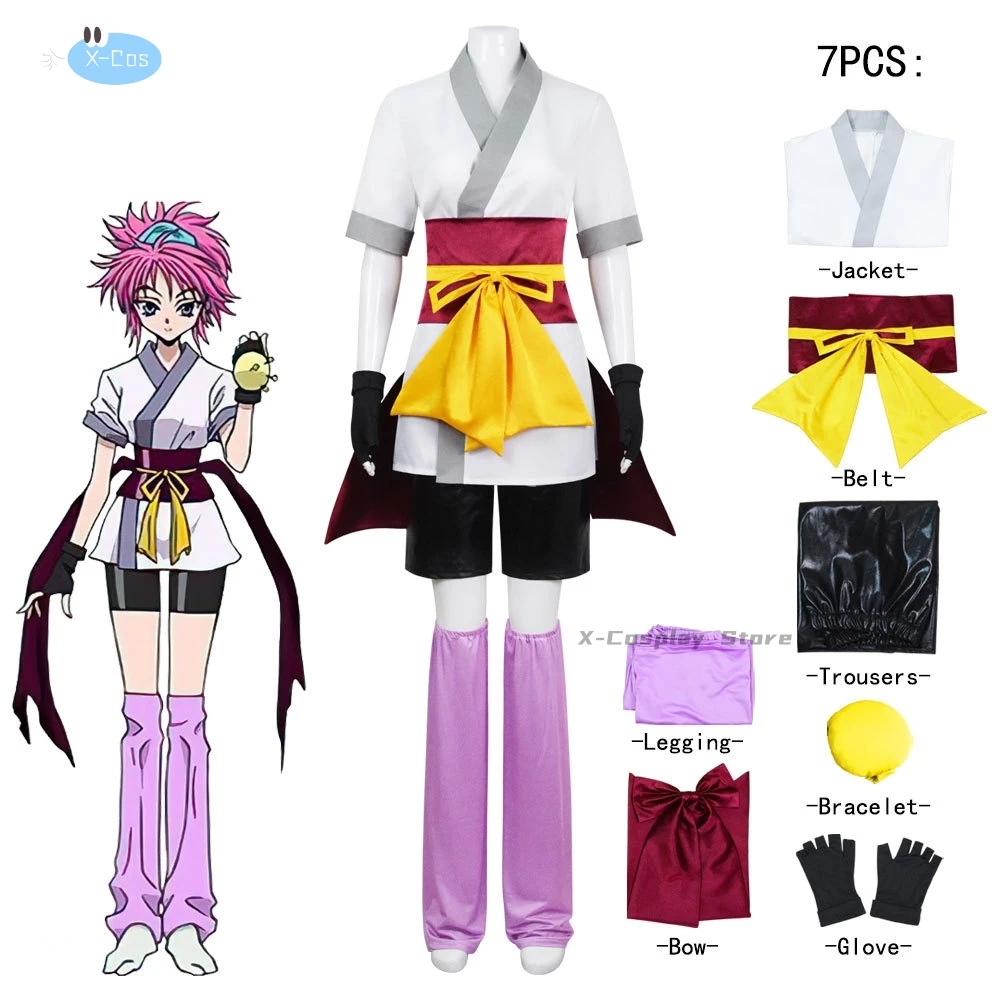 Anime Hunter X Hunter Machi Komacine Cosplay Costume Pink Wig Phantom Troupe Halloween Carnival Suit for Women Role Play