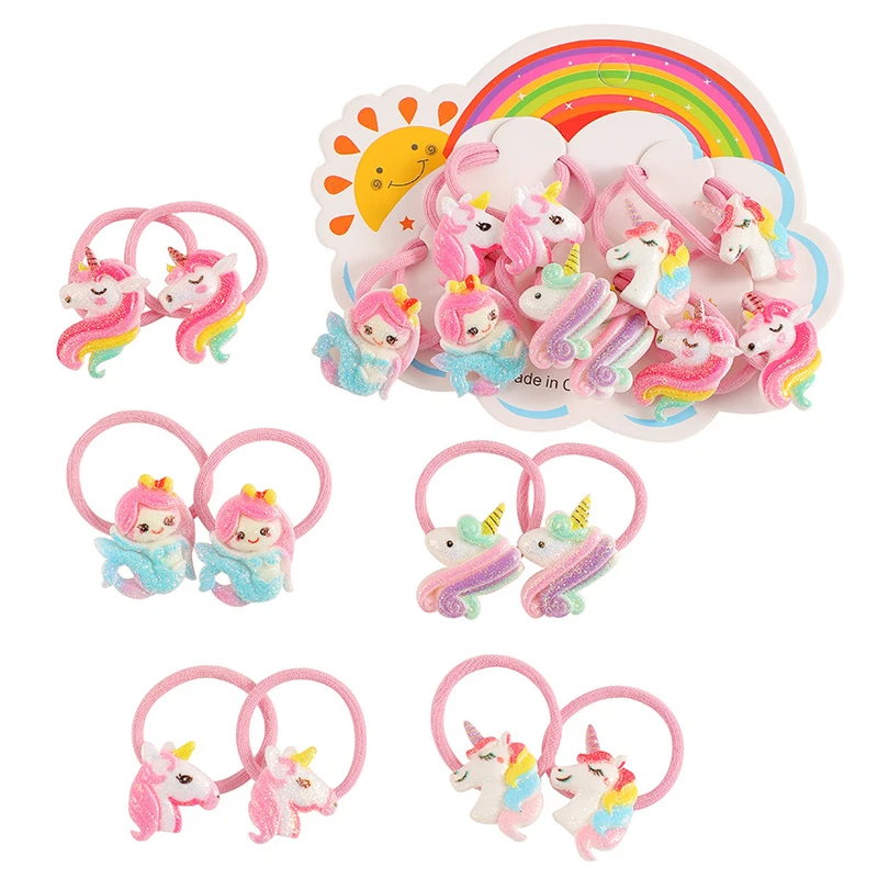 Fasce per capelli unicorno cartone animato carino coda di cavallo capelli legati accessori per capelli per bambini fascia per capelli cravatta per