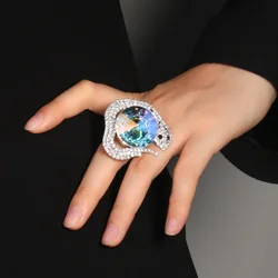 Stonefans Snake Ring for Women Opening Adjustable Fashion Party Rhinestones Jewelry Gifts Vintage Gothic Aesthetic Anillos Mujer